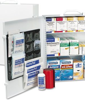 First Aid Only 90575 3-Shelf ANSI B+ and OSHA-Compliant First Aid Kit, 100-150-Person Emergency First Aid Kit for Business and Worksite, First Aid Metal Cabinet with Medications, 676 Pieces